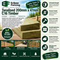 Timber Tanalised 200mm x 47mm x 3.6m (8x2) C16 – Strong, Pressure-Treated Structural Timber Green-Eclipse Fencing