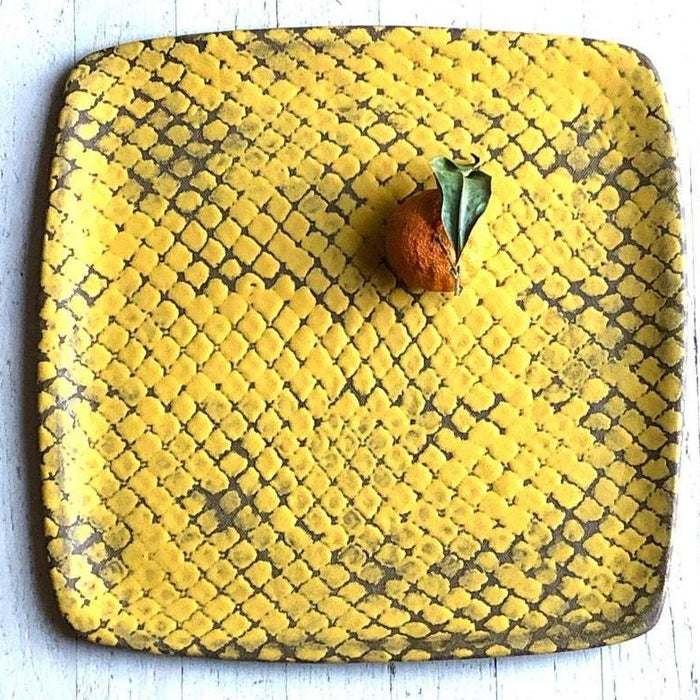 Swampgirl Pottery Large Square Serving Tray Tumeric