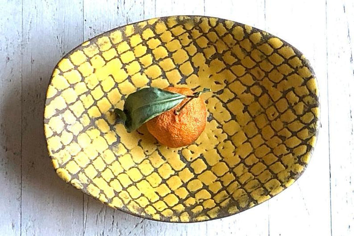Swampgirl Pottery Square End Bowl Tumeric