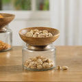 Twain Glass Jar with Wooden Bowl - small