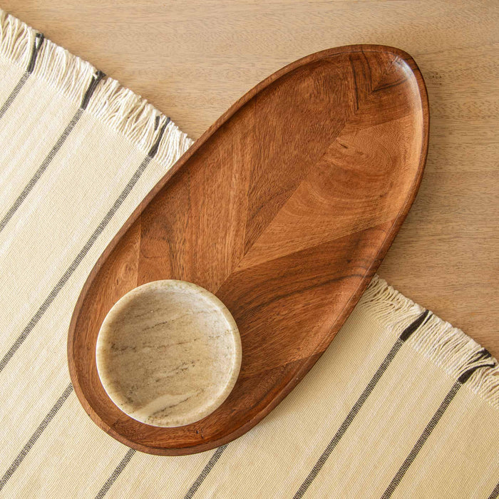 umber leaf oval chip & dip platter.