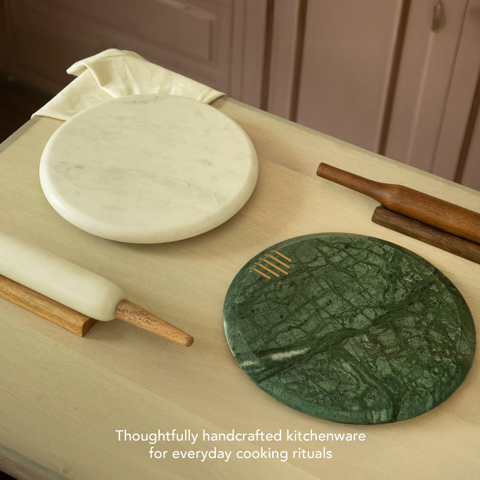 Verde Marble Chakla Belan with Stand