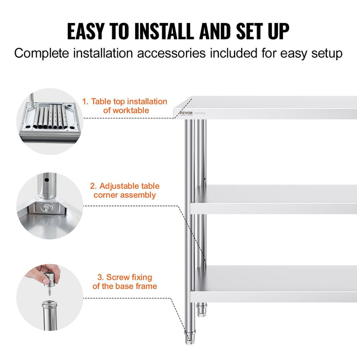 VEVOR Stainless Steel Heavy Duty Prep Table Doba