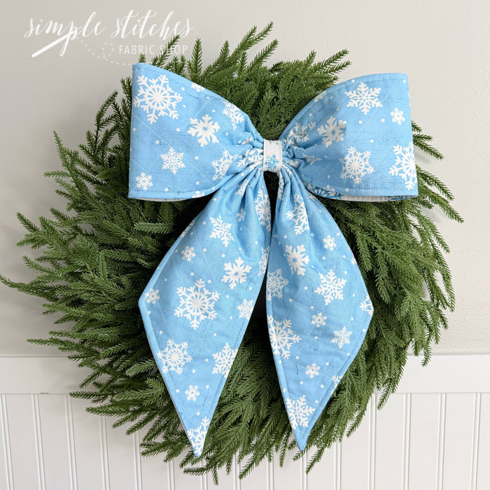 Vintage Charm Bow - Blue Snowflakes