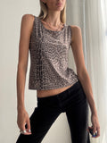 Vintage Roberto Cavalli Y2K Leopard Print Tank Top – Stretch Animal Print Sleeveless Cami - Size S