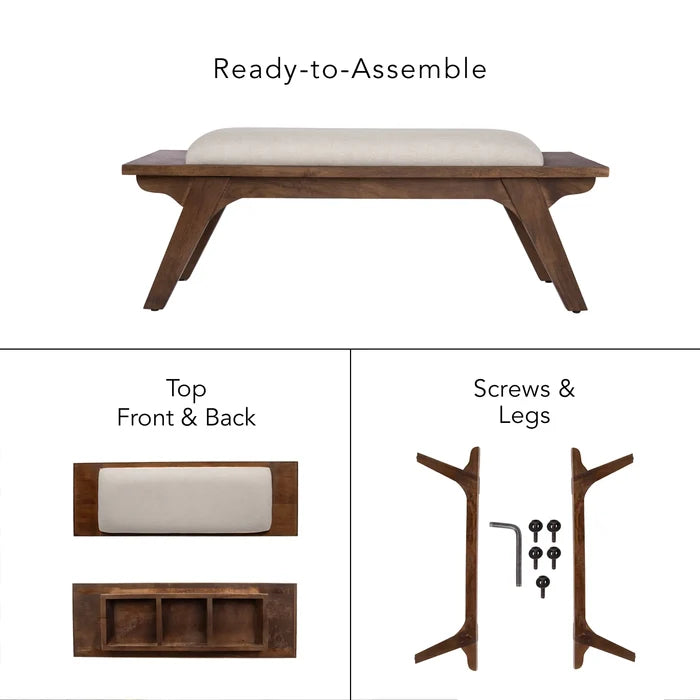 Walnut Haze Upholstered Bench- 1