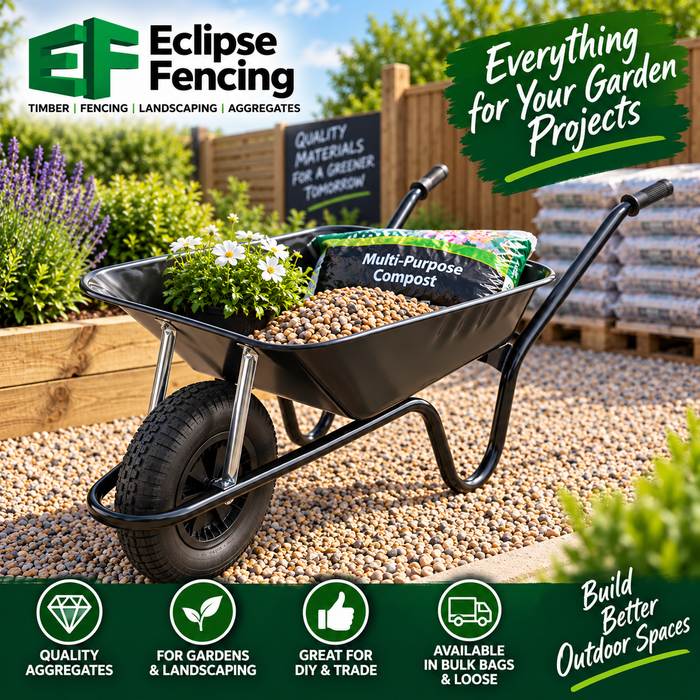 Walsall Heavy-Duty Contractor Wheelbarrow – 85L Professional Builder’s Barrow-Eclipse Fencing
