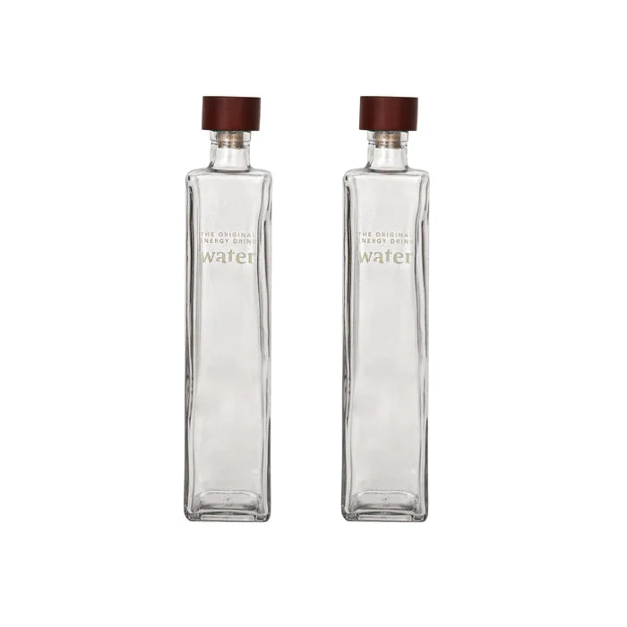 Water Ritual glass water bottle with wooden stopper - set of 2