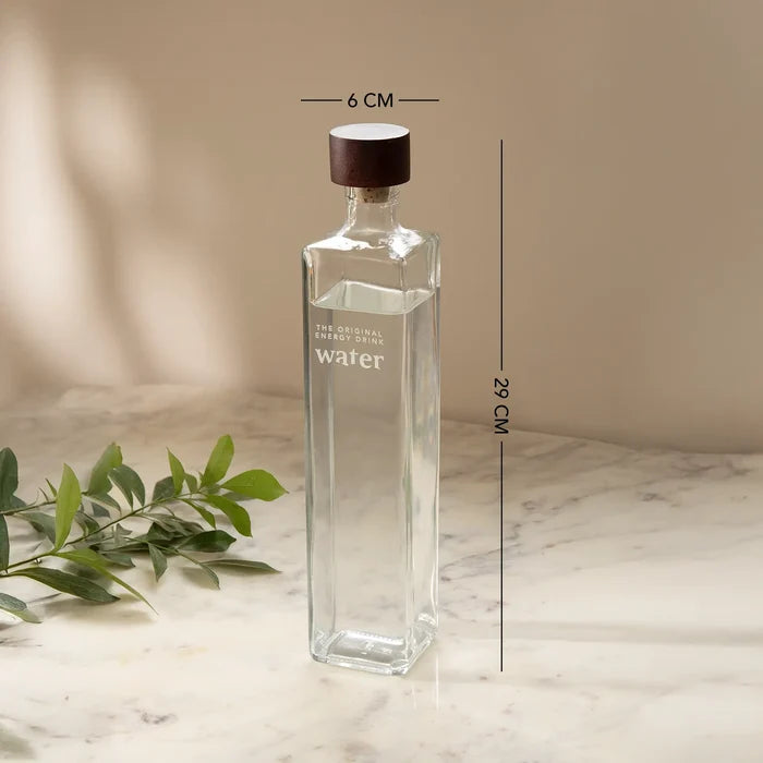 Water Ritual glass water bottle with wooden stopper