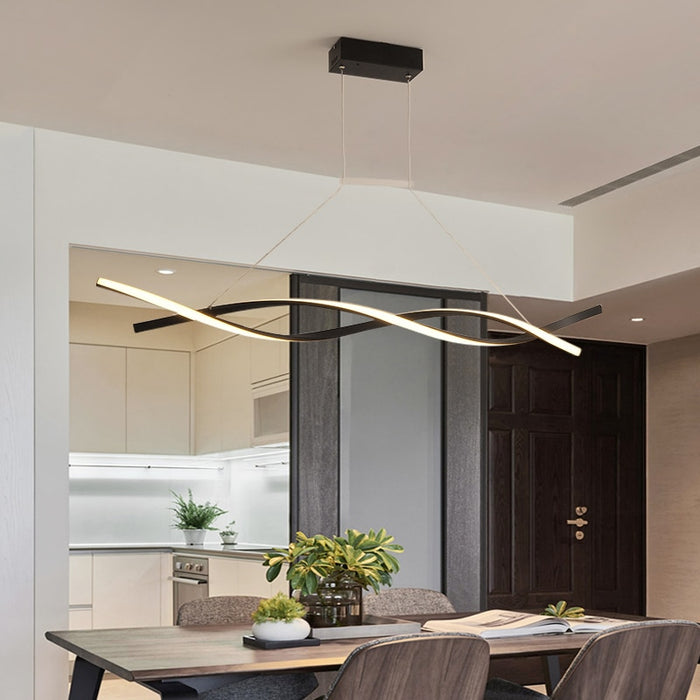 Wave Avize Lustre Pendant Light - Black / L80x10cm 18W / Cold White - Level Decor