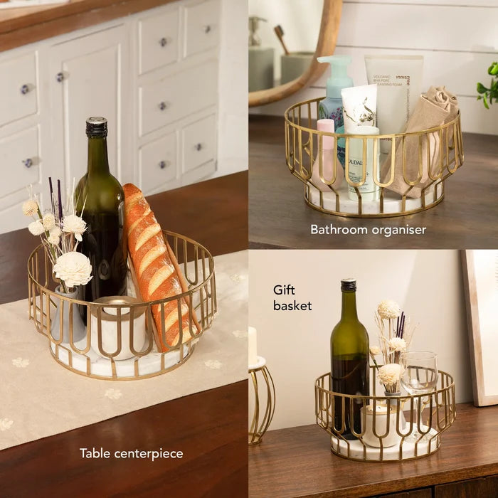 Weave Marble & Metal Basket- Large