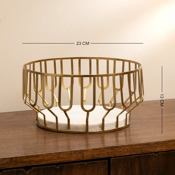 Weave Marble & Metal Basket- Large