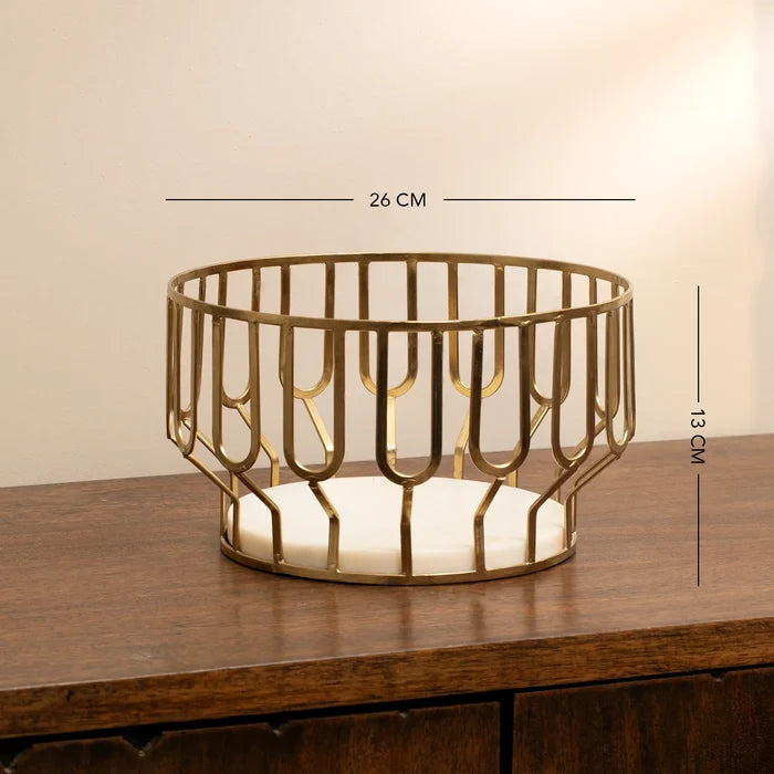 Weave Marble & Metal Basket- Small