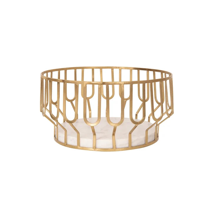 Weave Marble & Metal Basket- Small