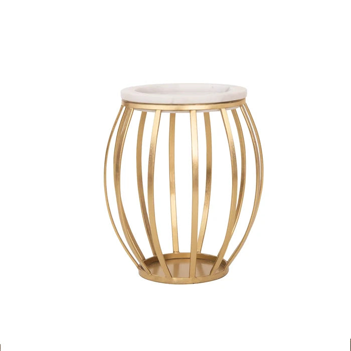 Weave Marble & Metal Pillar Candle Holder- Large