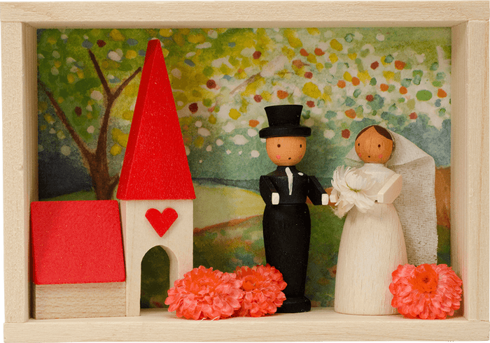 Wedding Congratulations Matchbox Scene, Handmade in Germany