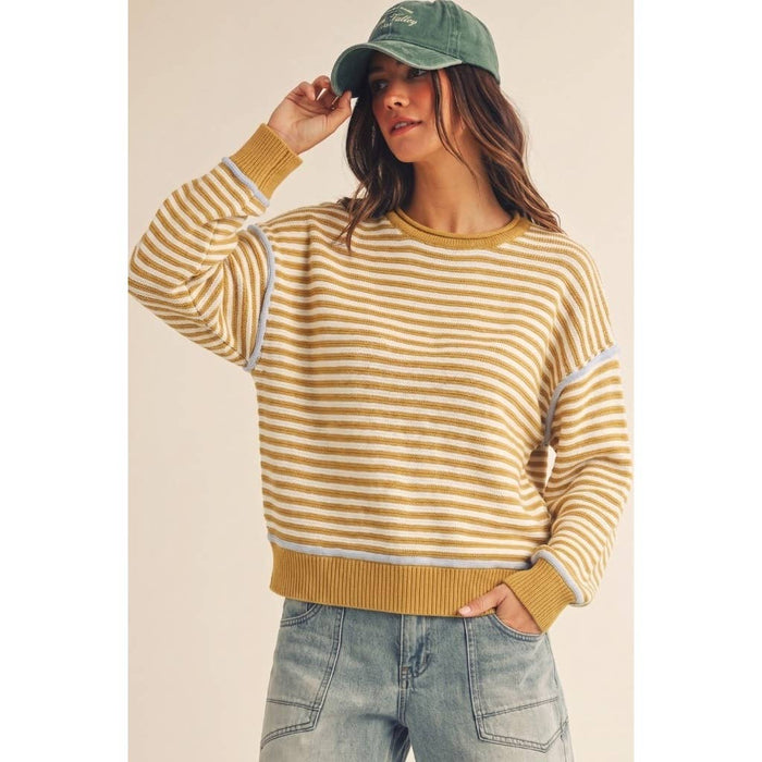 Weekend Stripe Textured Knit Pullover