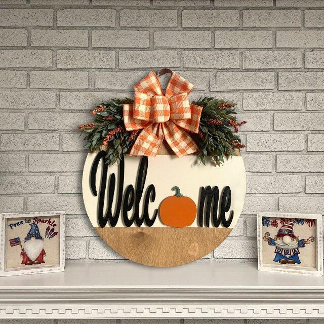 Welcome Door Decor with Ribbon Parchway & Co.