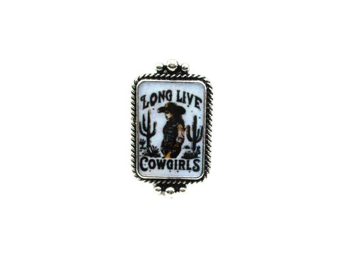 Western Long Live Cowgirls Cuff/Scarf Ring