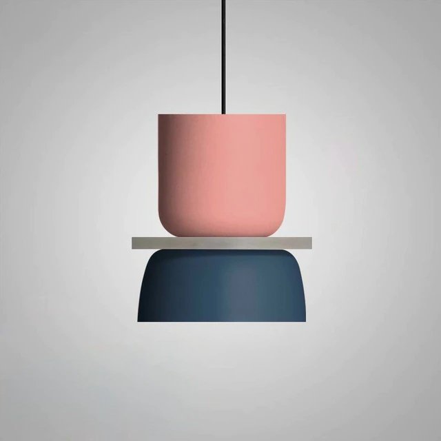 Whimsy Drop Pendant Light - Pink and Navy - 7.1" x 9.4" / 18cm x 24cm - Level Decor