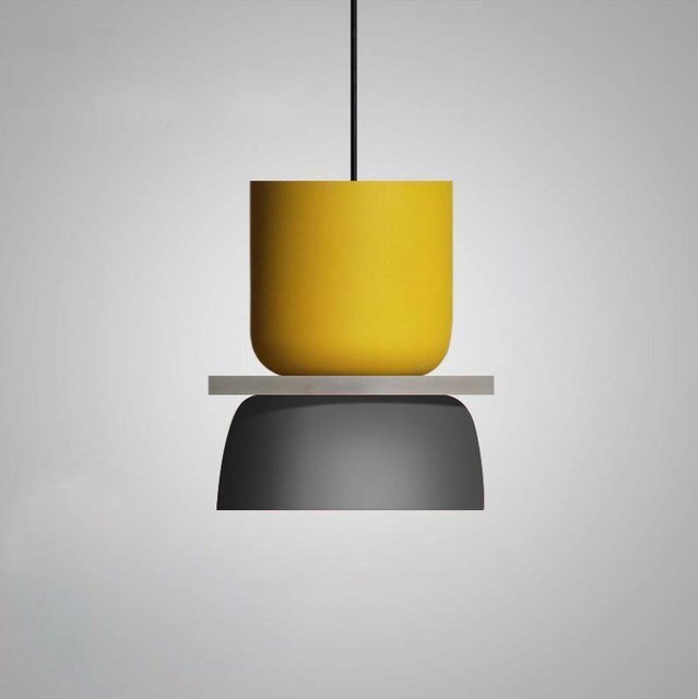Whimsy Drop Pendant Light - Yellow and Gray - 7.1" x 9.4" / 18cm x 24cm - Level Decor