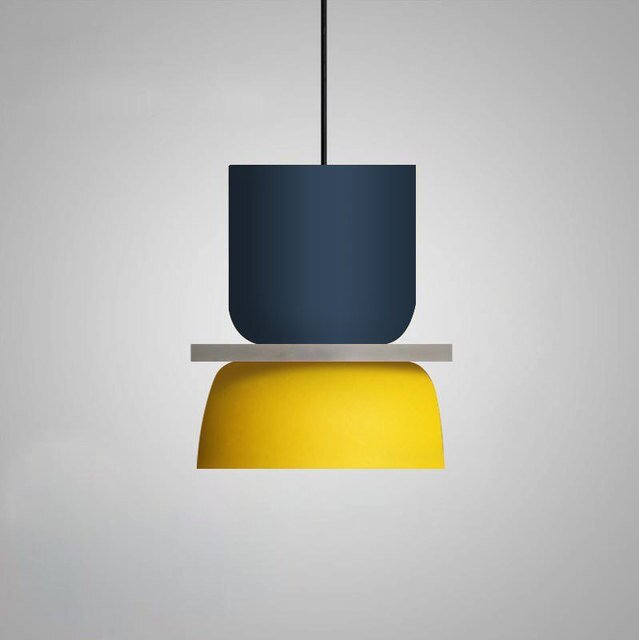 Whimsy Drop Pendant Light - Navy and Yellow - 7.1" x 9.4" / 18cm x 24cm - Level Decor