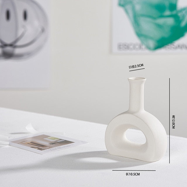 White Ceramic Vase - E - Level Decor