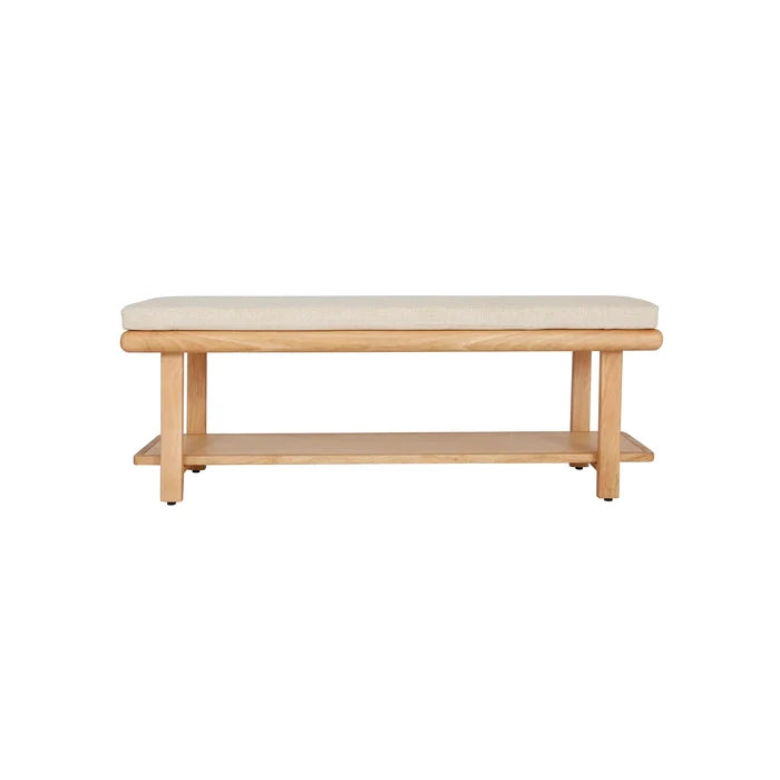 Willow Wooden Cushioned Bench with Shelf