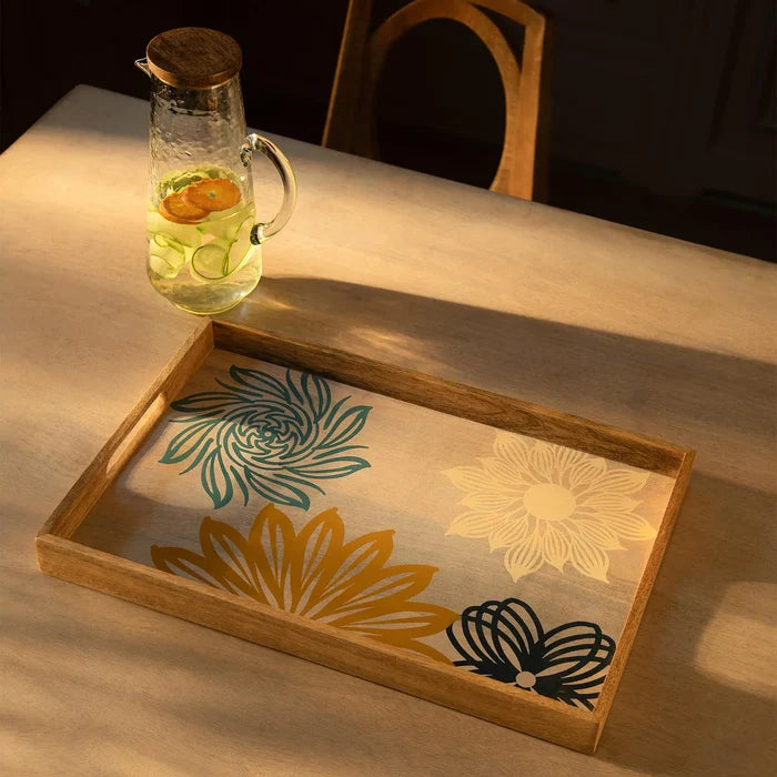 Wooden Floral Handcrafted Tray