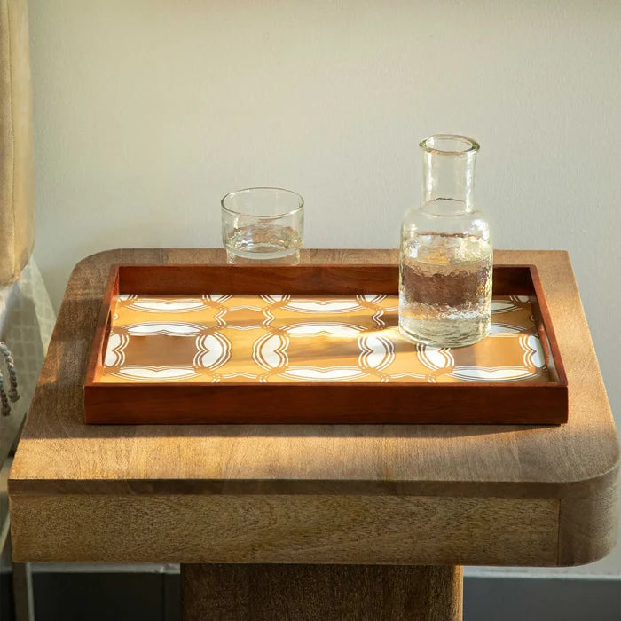 wooden handcrafted tray - brown