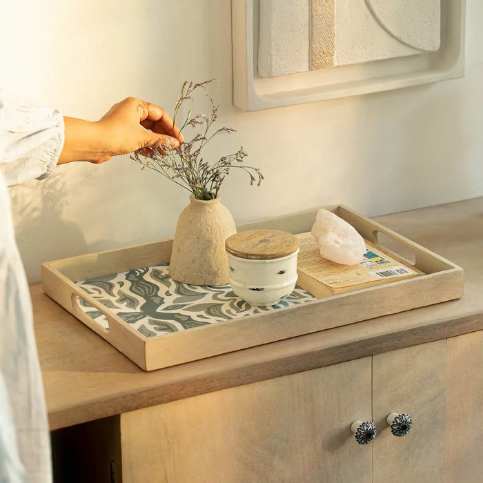 Wooden Handcrafted Tray - White