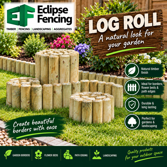 Wooden Log Roll Edging – Durable Timber Garden Borders-Eclipse Fencing