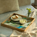 Wooden Muticolour Abstract Tray - Square