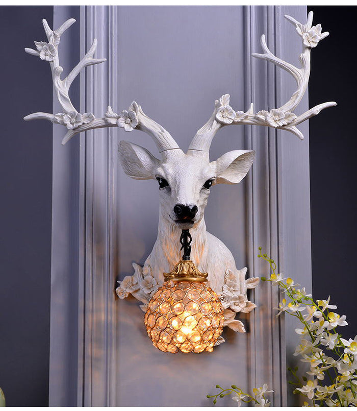 Young Buck with Antlers Wall Lamp Modern Farmhouse