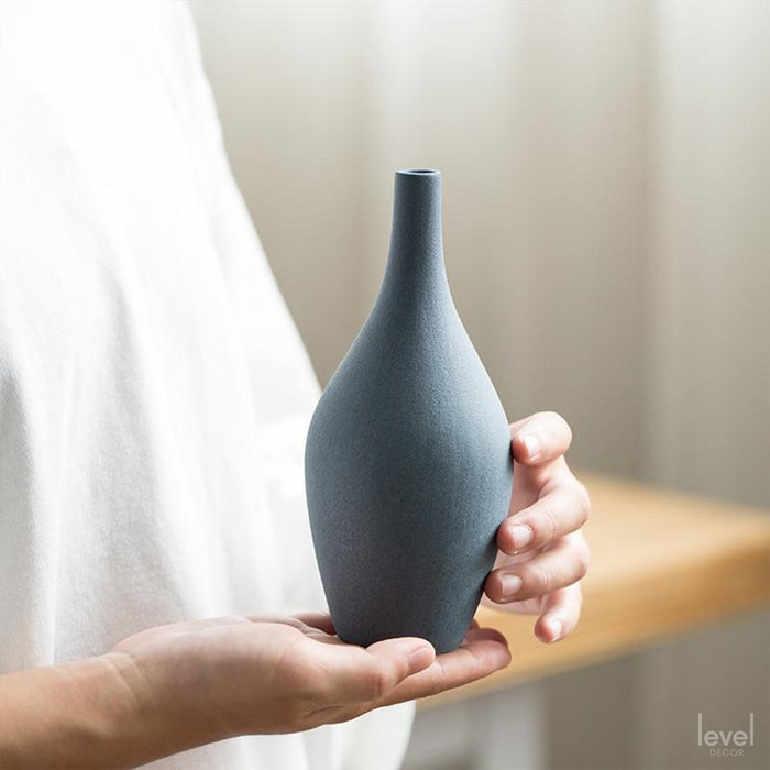 Zen Black Nordic Mediterranean Blue European Ceramic Vase - Level Decor